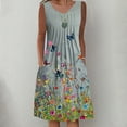 thumbnail image 2 of Rutainlusire Sleeveless Dress for Summer for Women Women's Summer Casual Round Neck Sleeveless Folding with Pocket Printed Dresses, 2 of 8
