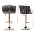 thumbnail image 7 of Set of 2 Bar Stools, Swivel Barstools with Woven Backrest and Chrome Footrest, Height Adjustable Counter Height Bar Stools, Modern Velvet Upholstered Bar Chair for Kitchen Island, Pub, Cafe, Gray, 7 of 7