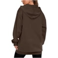 thumbnail image 5 of Fgvctg Zip Up Hoodie Women Long Tunic Long Sleeve Sweatshirts Loose Cute Fleece Clothing Winter Drawstring Jackets with Pockets Coffee M, 5 of 8