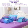 thumbnail image 4 of OKKEEY 6 Pcs Girls Kids Comforter Set Queen Size, Blue Purple Gradient Colorful Bed in a Bag with Sheets, Soft Microfiber Bedding Set for Bedroom Decor, 4 of 10