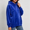 thumbnail image 7 of Women's Velvet Drawstring Hoodie Ghalytn Oversized Drop-Shoulder Pullover Sweatshirt with Pocket, 7 of 7