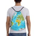 thumbnail image 2 of Kuqiui World Map With Animals Landmarks Print Drawstring Backpack Drawstring Bags,Draw String Back Bag Drawstring Bags for Sports,Gym,Travel,Swimming,Beach, 2 of 8
