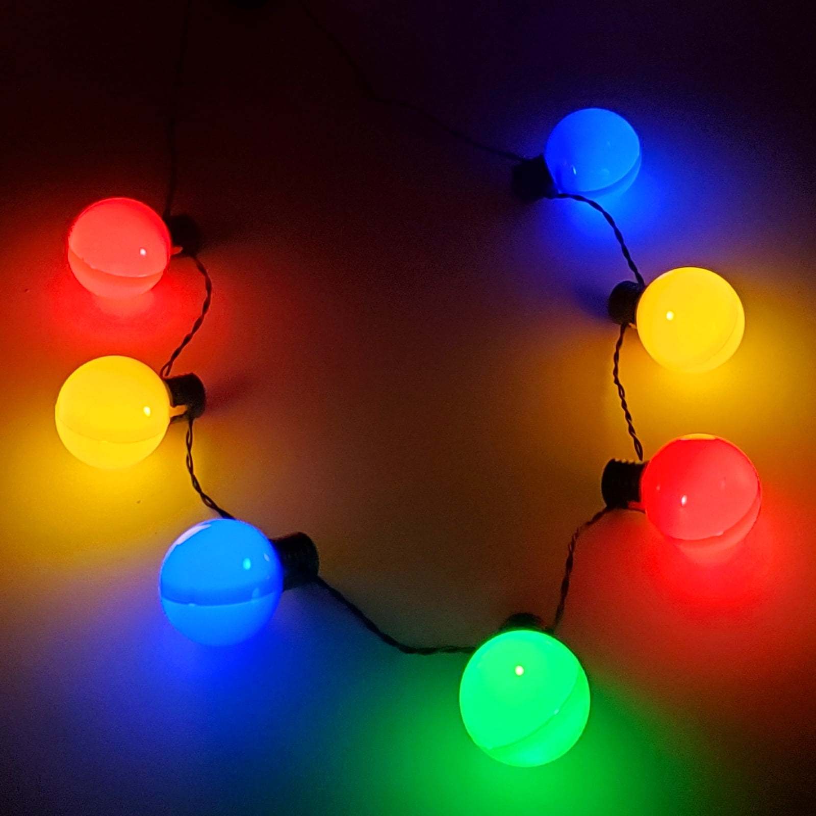 Light Up Christmas Necklace Holiday LED Tree Light Bulb Necklace