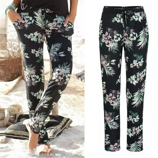 Pntutb Mujer Pantalones de cintura alta Bolsillos Cordón Vacaciones Casual Impresión Pantalones largos Pntutb Pntutb-6538