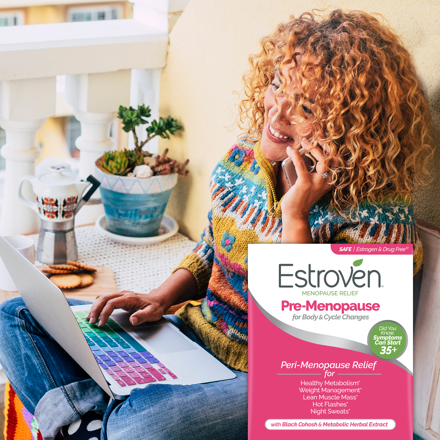 Estroven Menopause Relief Pre-Menopause Daily Supplement, Support for Hot Flashes, Night Sweats, & Weight Management, 30 Count