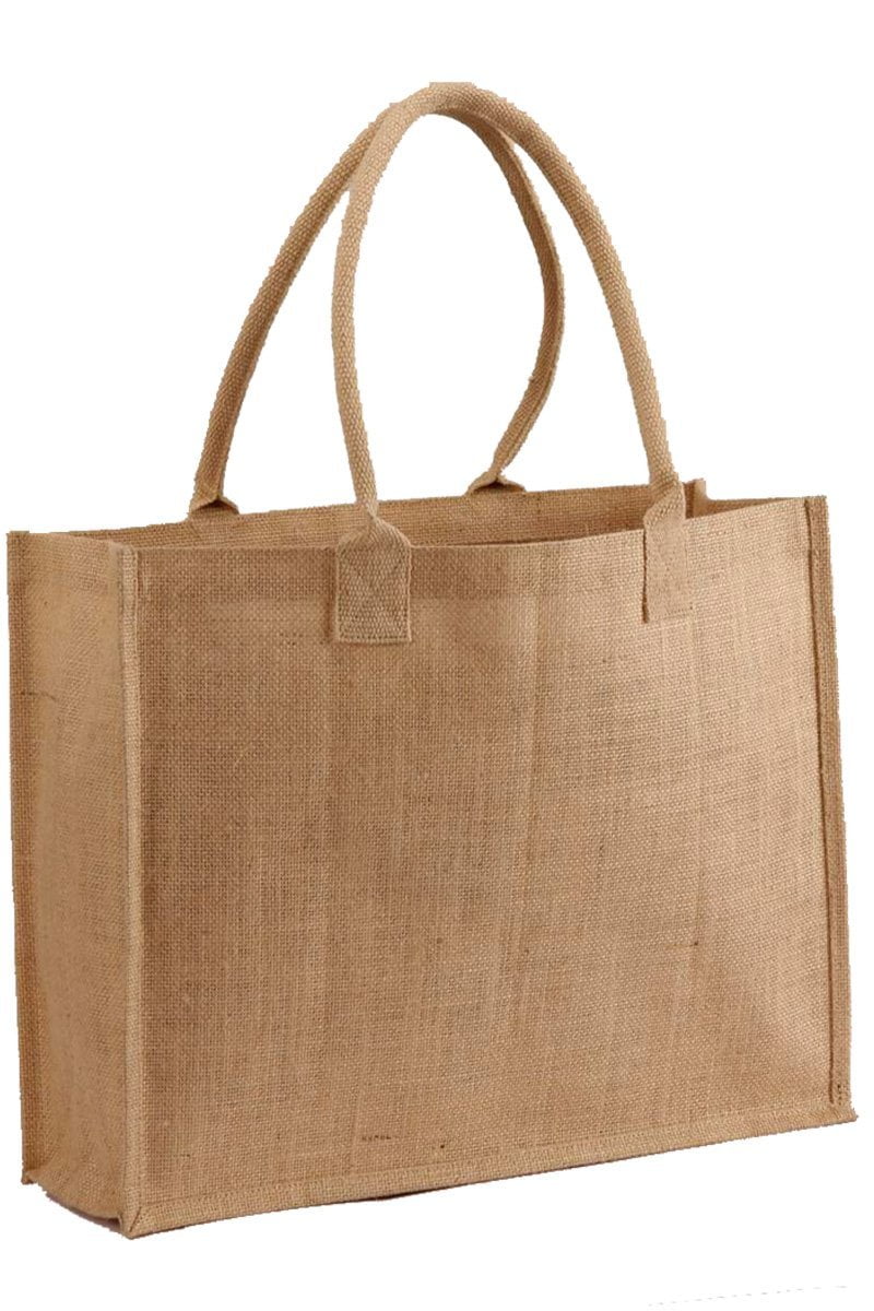 Pack of 50 -Natural Jute Burlap Tote bag with Cotton webbed handles ...