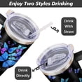 thumbnail image 3 of Butterfly Tumbler with Lid and Straw, Stainless Steel 40oz Tumbler with Handle, Butterfly Travel Coffee Mug Water Bottle, Butterfly Gifts Cups for Women and Girls, 3 of 5