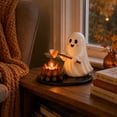 thumbnail image 6 of Halloween Ceramic Figurine Candle Holder - Cute Ghost Collectible Statue, Decorative Marshmallow Roasting Sculptures for Autumn Home Halloween Decor, 6 of 24