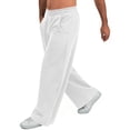 thumbnail image 6 of Havenre Men's Yoga Sweatpants Open Bottom Lightweight Sweat Pants Drawstring Elastic Waist Comfy Athletic Lounge Pants with Pockets White S, 6 of 9