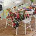 thumbnail image 4 of Spring Easter Bunny Rectangle Tablecloth, Green Wooden Red Floral Easter Eggs Waterproof & StainResistant Tablecloth, Washable Oil-proof Table Cover for Dining/Party/Wedding/Camping/Buffet 54x108 In, 4 of 9