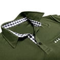 thumbnail image 6 of Yifymode Men's Classic Fit Short Sleeve Polo Shirt, Plaid Trim Collar Pocket Business Casual Top Army Green L, 6 of 7