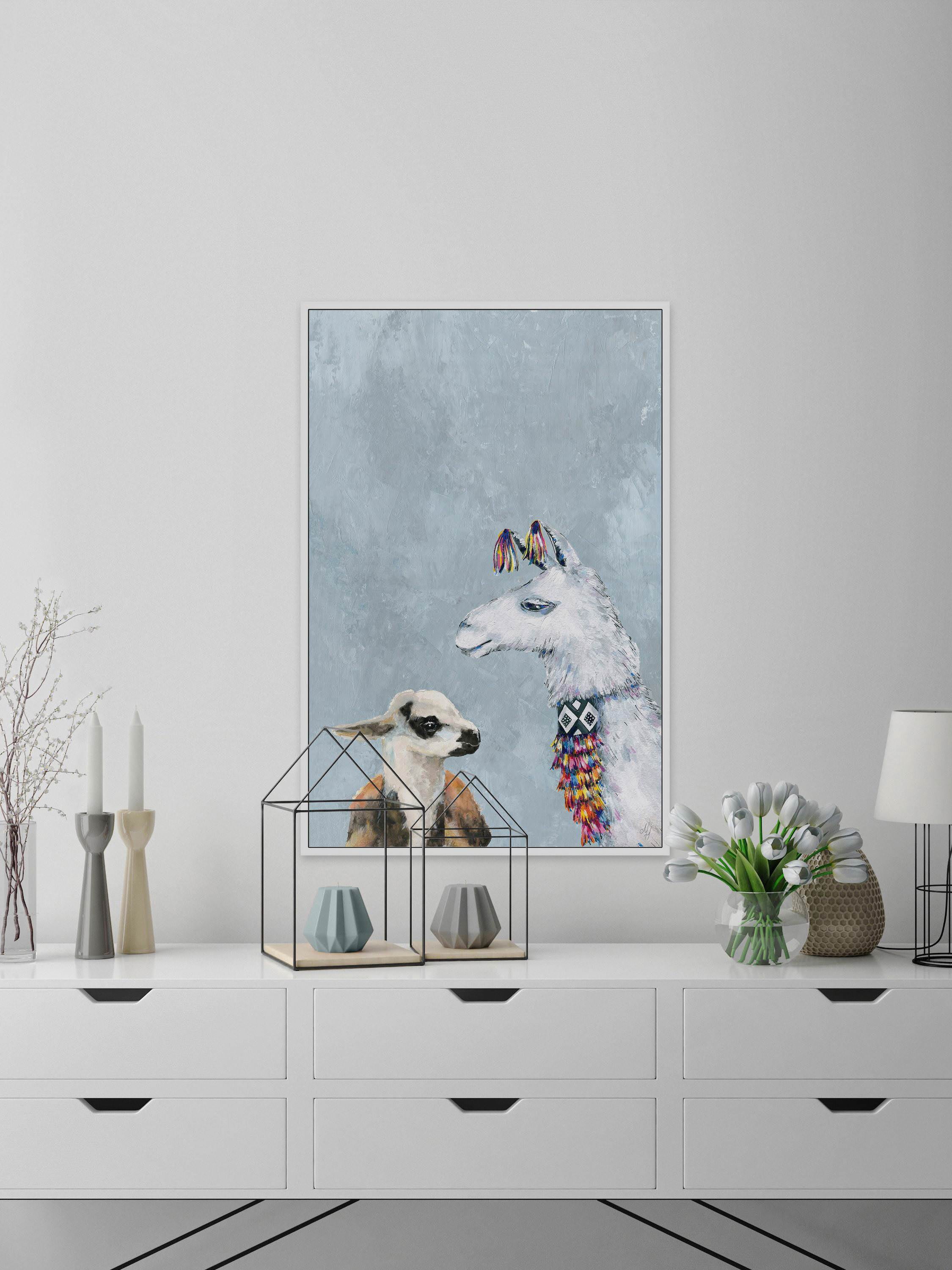 Fashion Power in Blue Floater Framed Painting Print on Canvas