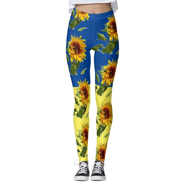 Gibobby Leggings térmicos para mujer Mallas con estampado de girasol para mujer, mallas deportivas de Yoga con Control para mujer, mallas de talle(Azul,CH)