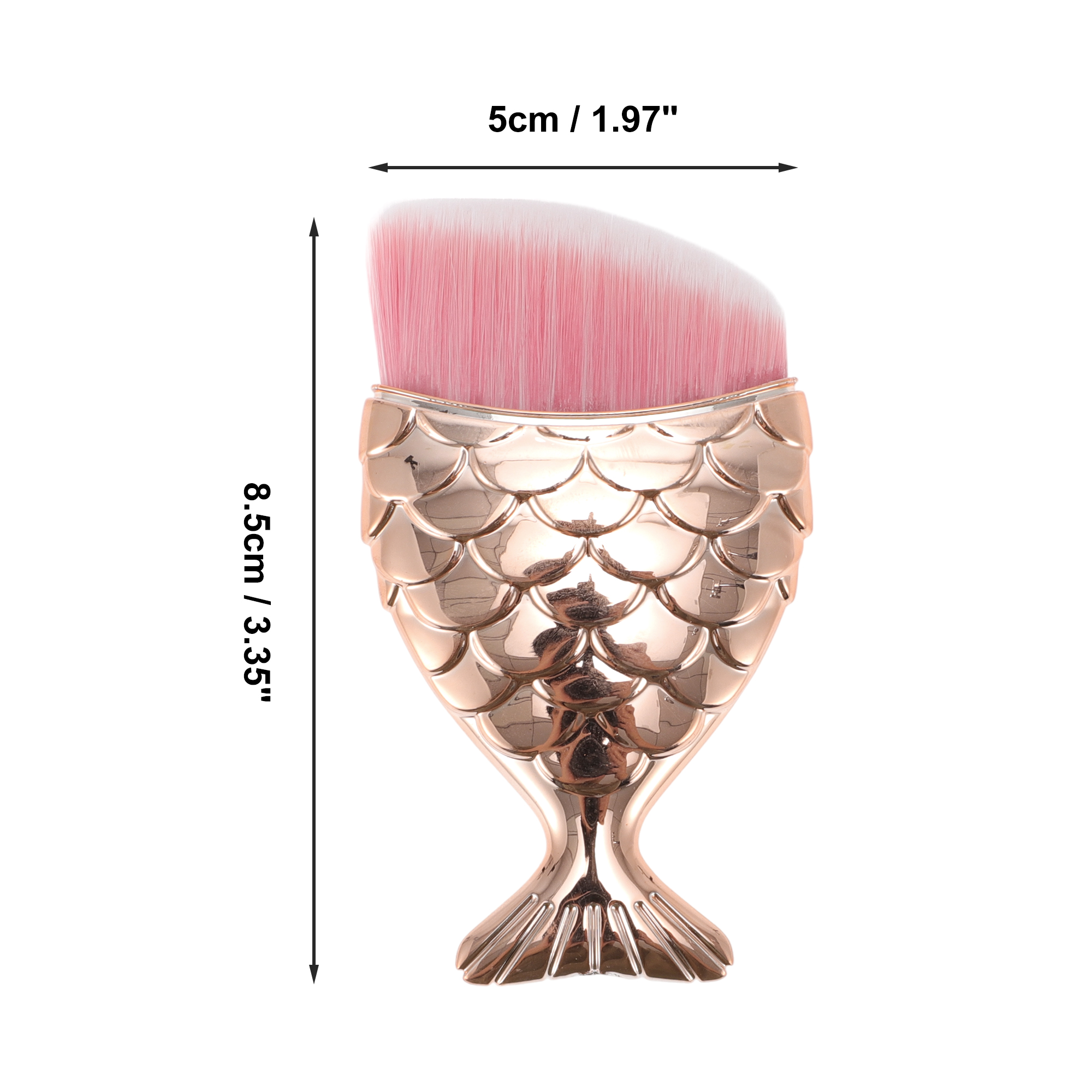 Unique Bargains 1 Pc Angled Mermaids Shape Foundation Brush for Travel Rose Gold Tone Pink
