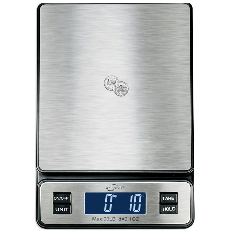 Weighmax W-2809 90 lb x 0.1 oz Durable Stainless Steel Digital Postal Scale Shipping Scale with AC Adapter