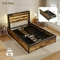 thumbnail image 3 of Gymax Full Size Bed Frame w/ Drawers LED Lights Outlets & USB Ports Smart APP Control, 3 of 10