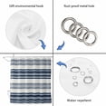 thumbnail image 5 of Navy Blue Striped Waterproof Fabric Shower Curtain,Farmhouse Geometric Stripe Waterproof Fabric Shower Curtain for Bathroom Curtains Bathtubs Hotel Shower Curtains with 12 Hooks Extra Long 72x84, 5 of 8
