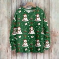 thumbnail image 2 of WTOBBY Christmas Themed Cute Print Women's Knit Sweater Top, Long Sleeve Crewneck Pullover, Holiday Casual Fall and Winter Fashion Wear,Dark Green XL, 2 of 5