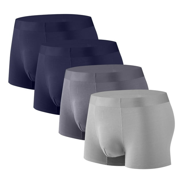 Posijego Mens Boxer Briefs 4 Pack Underwear for Men Solid Color Soft Breathable Seamless Underpants