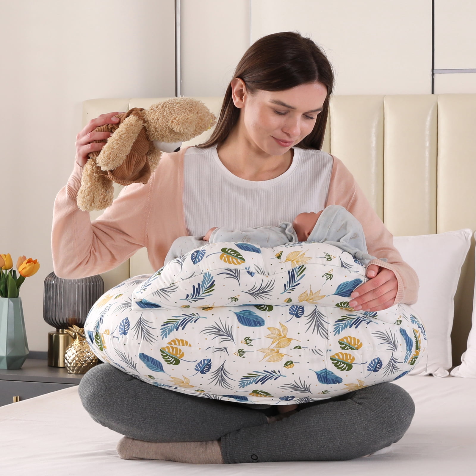 BATTOP Nursing Pillow for Breastfeeding,Plus Size Breastfeeding Pillows for More Support with Adjustable Waist Strap,Adults Feeding Pillow