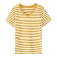 thumbnail image 4 of Haut Rétro à Rayures pour Femme Style Coréen Coupe Ample Col Rond Manches Courtes Sens du Design Contraste de Couleurs T-Shirt, 4 of 4