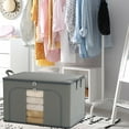 thumbnail image 5 of Oxford Cloth Fabric Foldable Storage Bin Cube Organizer Basket with Flip-Top Lid, Decorative Collapsible Baskets for Organizing Clothes Toy,23.6x17.7x15.7in Gray, 5 of 6