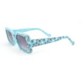 thumbnail image 3 of Child Size Cute Flower Print Girls Rectangle Mod Fashion Sunglasses Blue, 3 of 4
