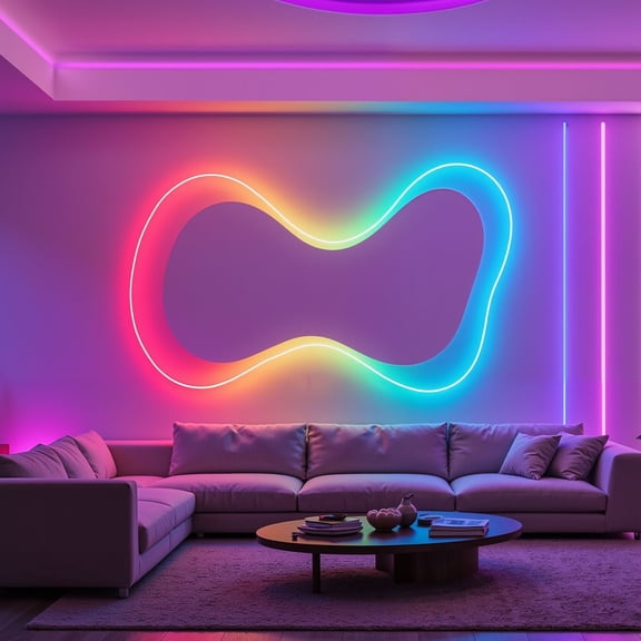 DIY Customizable LED Neon Flex 16.4ft, Smart RGB-IC Rope Light with App & Remote Control, Alexa & Google Home Compatible, Music Syncing Mode, for Indoor Bedroom, Gaming Room Lighting Decor