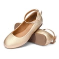 thumbnail image 2 of Bocca Girl's Golden Pu Ballet Flat Ankle Strap Ballerina Flat Shoes Size 5, 2 of 7