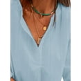 thumbnail image 3 of Gvmfive Women Blouses Cotton Linen Long Sleeve V Neck Buttons Blouse Shirt, 3 of 4