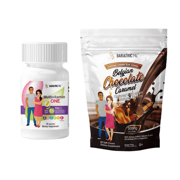 Duodenal Switch Vitamin Pack - Capsules Size: 1-Month Supply, BariatricPal Multivitamin ONE: Capsule with 45mg Iron, BariatricPal Calcium Citrate Soft Chews: Belgian Chocolate Caramel