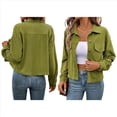 thumbnail image 3 of Chaquetas Informales de para Mujer, Chaquetas con Botones, Blusas de Larga de Moda para Otoño. Verde XL, 3 of 7