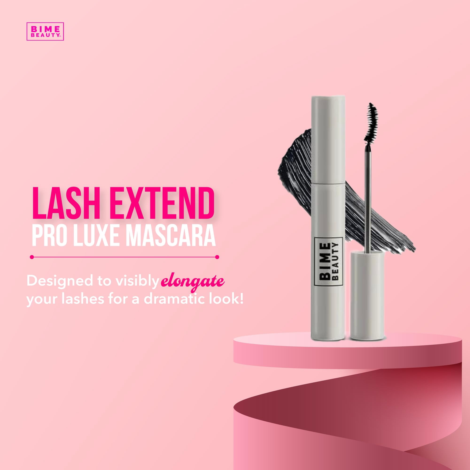 Bime Beauty Lash Extend Pro Luxe Mascara | WaterProof Mascara | Long Lasting Mascara | Mascara Volume And Length (Black)
