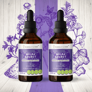 Migra Secret Alcohol-FREE Extract, Tincture, Glycerite Feverfew, Ginger, White willow bark, Periwinkle, Ginkgo, Peppermint. Headache / Migraine Support 2x4 oz