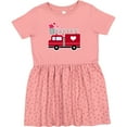 thumbnail image 3 of Inktastic Valentine's Day Red Firetruck with Pink Hearts Girls Toddler Dress, 3 of 5