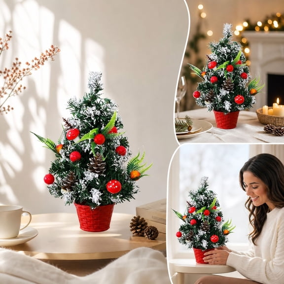 YingYouFu Small Christmas Tree, Tabletop Mini Christmas Tree, Artificial Table Top Xmas Tree for Holiday Home Indoor Christmas Decorations