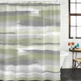 thumbnail image 2 of Sage Green Grey Lines Bathroom Shower Curtains with Hooks, Abstract Mottled Paints Graffiti Texture Waterproof Fabric Washable Shower Curtain for Home Hotel Bathtub Decor 60x72 Inch, 2 of 9