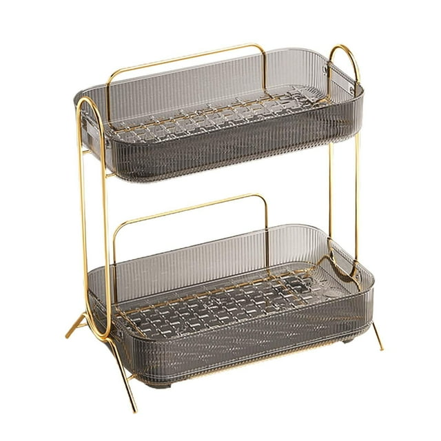 Cosmetics Organizer Rack Buffet Serving Tray Shower Plates for Home Kitchen Gray