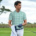thumbnail image 2 of Kdxio Blue Print Print Men's Short Sleeve Polo Shirt,Midweight Men's Shirt, 2 of 6
