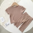 thumbnail image 2 of 1-6T Kids Baby Girls Soft Comfy Capri Sleepwear Short Sleeve Tops with Capri Pants Two-Piece Pjs Lounge Sets, 2 of 6