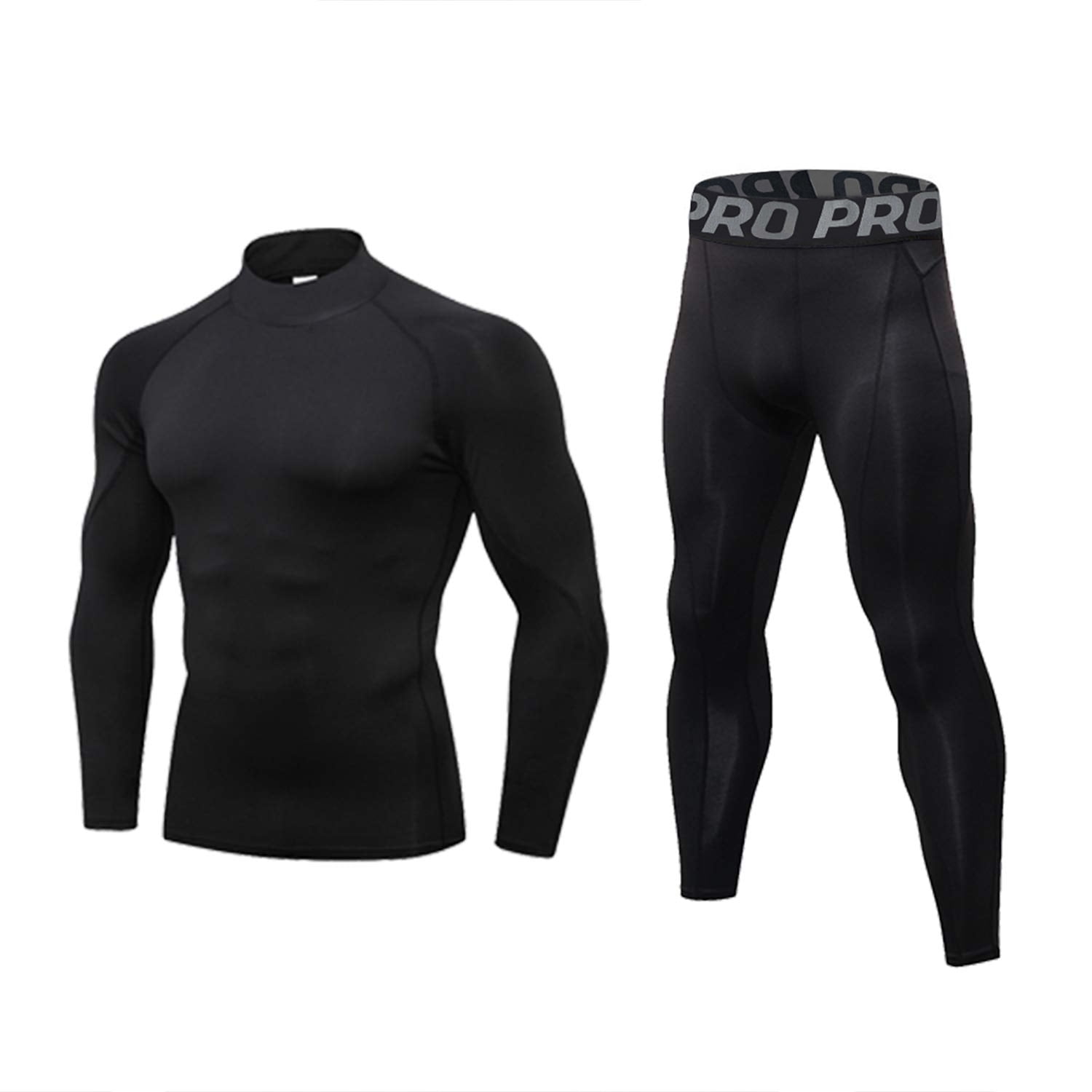 YUSHOW Mens Thermal Underwear Set Stand Collar Tops and Wicking Long