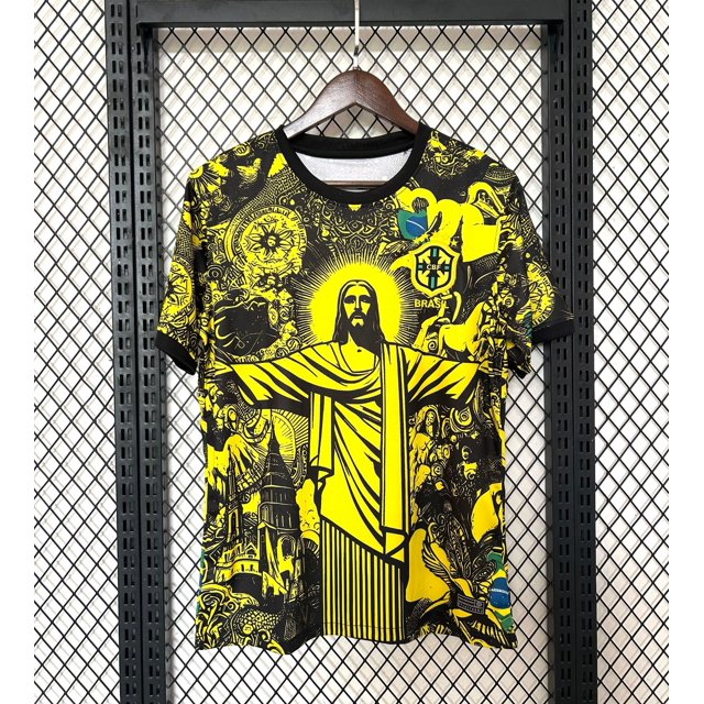 24-25 Brazil Jesus Yellow Football Classic Jersey