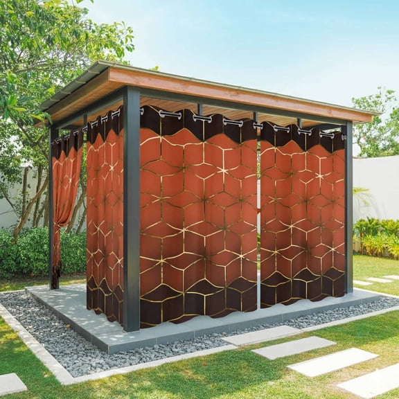 Outdoor Curtains for Patio Waterproof, Orange Geometric Outdoor Privacy Panels Grommet, Ombre Modern Abstract Art Blackout Outside Curtains for Porch/Cabana/Pergola/Gazebo 54"x95", 2 Panels
