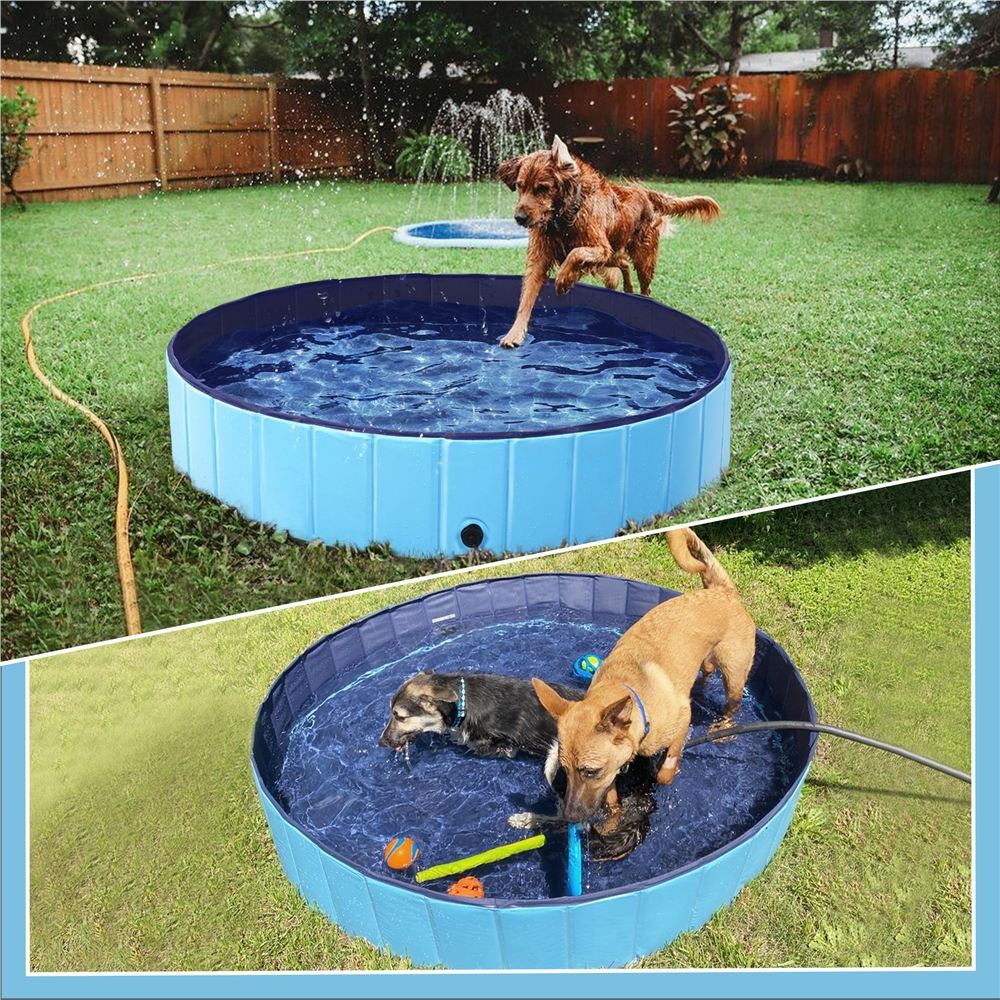 Alden Design 55.1" Pet Swimming Pool for Dogs and Cats, Blue
