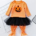 thumbnail image 6 of KAUOD Toddler Halloween Jumpsuits with Hairband 3 6 12 18 24 Months Baby Tulle Cotton Pumpkin Footie Rompers Outfits Clothes, 6 of 7
