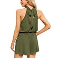 thumbnail image 6 of Cenuakty Women’s Solid Color Rompers Summer Sleeveless Halter Neck Elastic Waist Jumpsuit Shorts Loungewear, 6 of 6