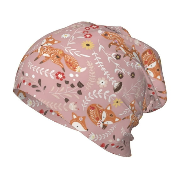 Honeii Beautiful Fox Print Kids Knit Beanie Watch Hat ,Knit Cap for Boys and Girls
