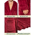 thumbnail image 6 of PAVILIA Mens Soft Robe, Plush Fluffy Fleece Bathrobe for Men, Long Sherpa Spa Robe with Shawl Collar (Wine Red,S/M), 6 of 9