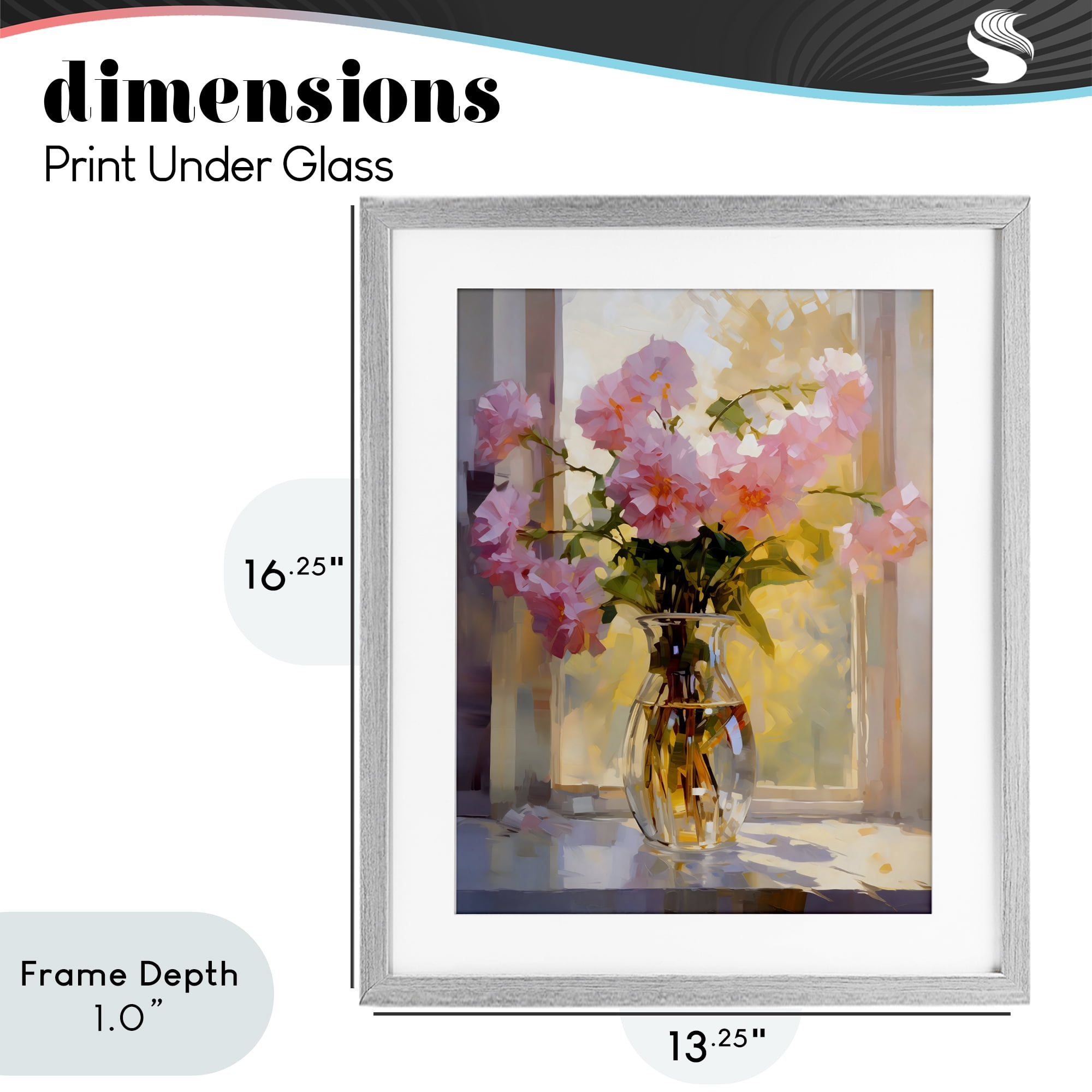Stupell Industries Pink Flowers in Sunlit Vase Gray Framed Print Under Glass, design by Creative Studio