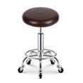 thumbnail image 3 of Round Elastic PU Leather Stool Cover Synthetic Bar Stool Seat Cover Slipcover Dinning Chair Cover--Coffee, 3 of 8